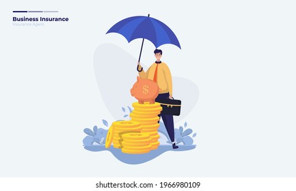 Business insurance agent illustration, Protect money investment with insurance