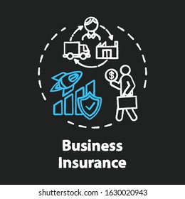 Business Insurance Chalk RGB Color Concept Icon. Banking Service. Money Loss Prevention. Policy For Employee. Capital Growth Idea. Vector Isolated Chalkboard Illustration On Black Background