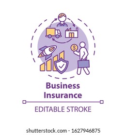 Business Insurance Concept Icon. Banking Service. Money Loss Prevention. Policy For Employee. Capital Growth Idea Thin Line Illustration. Vector Isolated Outline RGB Color Drawing. Editable Stroke