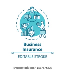 Business Insurance Concept Icon. Deposit Benefit. Money Loss Prevention. Policy For Employee. Capital Growth Idea Thin Line Illustration. Vector Isolated Outline RGB Color Drawing. Editable Stroke