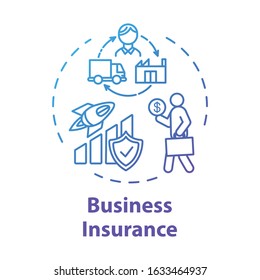 Business Insurance Concept Icon. Savings Protection. Money Loss Prevention. Policy For Employee. Capital Growth Idea Thin Line Illustration. Vector Isolated Outline RGB Color Drawing. Editable Stroke