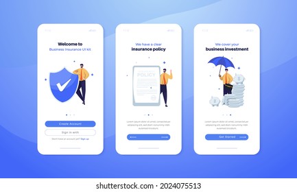 Business insurance illustration on user interface screen concept