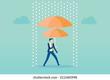 Business insurance and protection, umbrella protection, social security, double safety, life safety, Vector illustration design concept in flat style