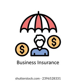 Business Insurance vector filled outline design  illustration. Business And Management Symbol on White background EPS 10 File