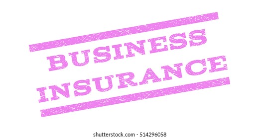 Business Insurance watermark stamp. Text caption between parallel lines with grunge design style. Rubber seal stamp with scratched texture. Vector violet color ink imprint on a white background.