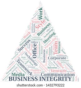 Business Integrity word cloud. Collage made with text only.