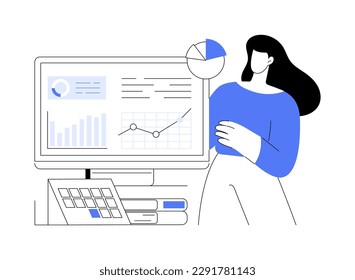 Ilustración vectorial de concepto abstracto de Business Intelligence. Análisis de datos empresariales, herramientas de gestión, inteligencia, desarrollo de estrategias empresariales, decisiones basadas en datos que toman metáforas abstractas.