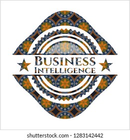 Business Intelligence arabic badge background. Arabesque decoration.