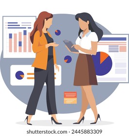 Business Intelligence hombre de negocios que trabaja con herramientas de rendimiento y soluciones de software Vector plano ilustración moderna