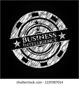 Business Intelligence chalkboard emblem on black board