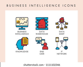 Business intelligence concept icons for website, app, blog, presentation, etc.