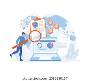 Business intelligence concept vector background illustration with various items and symbols. flat vector modern illustration 