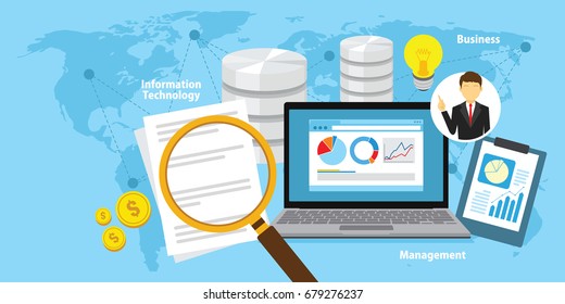Business intelligence concept vector background illustration with various items and symbols