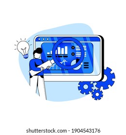 business intelligence Concept vector illustration icon. data analyst, Sales Forecast, Business Development, Reporting, Business Strategy. Abstract Metaphor. can use for landing page, mobile app.