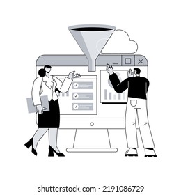 Ilustración vectorial de concepto abstracto del panel de inteligencia de negocios. Herramienta de análisis de negocio, herramienta de administración de información, métrica de KPI de seguimiento, metáfora abstracta de visualización de datos de rendimiento.