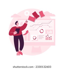 Business intelligence dashboard abstract concept vector illustration. Business analytics tool, information management tool, track KPI metrics, performance data visualization abstract metaphor.