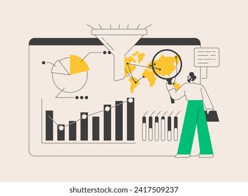 Business intelligence dashboard abstract concept vector illustration. Business analytics tool, information management tool, track KPI metrics, performance data visualization abstract metaphor.