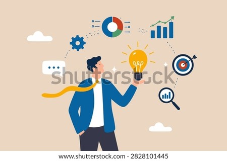 Business intelligence, data analysis for insight making business decision for success, information or report for management concept, businessman hold smart VECTOR