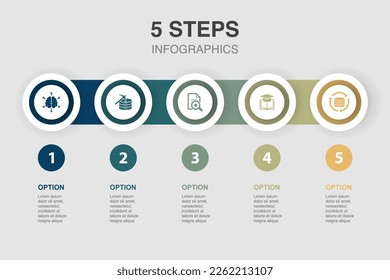 Business intelligence, data mining, data analytics, knowledge, data integration, icons Infographic design layout template. Creative presentation concept with 5 steps