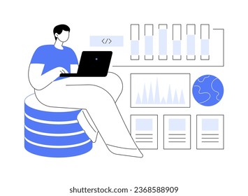 Business intelligence developer abstract concept vector illustration. BI developer programming reporting systems, IT technology, data transfer, big data, machine learning abstract metaphor.