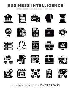 Business Intelligence Glyph icons. Vector Glyph illustration.