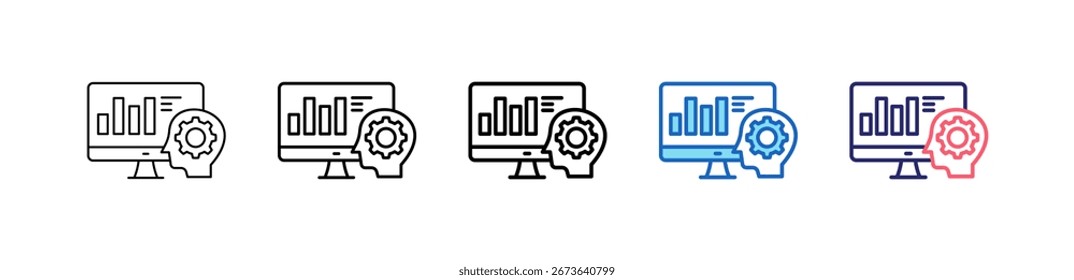 Icono de Inteligencia de Negocios en 5 Estilos Diferentes Conjunto de Colección.