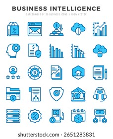 Business Intelligence icon pack for your website. mobile. presentation. and logo design.