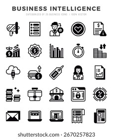 Pacote de ícones do Business Intelligence para seu site. mobile. apresentação. e design de logotipo.