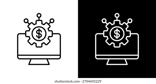 Conjunto de iconos de inteligencia empresarial en blanco y negro Ilustración vectorial de contorno