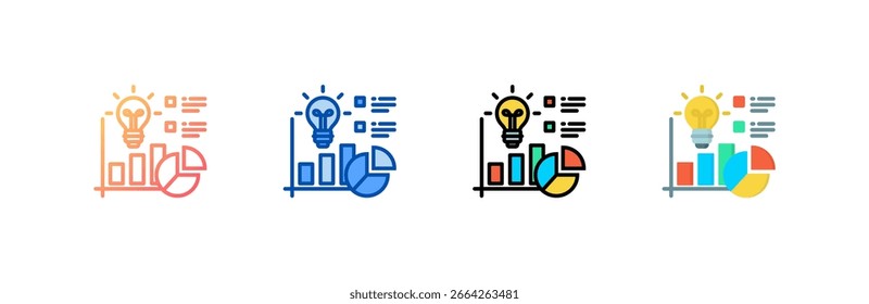 Ícone do Business Intelligence definir coleção de vários estilos