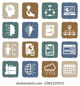Business Intelligence Icons. Grunge Color Flat Design. Vector Illustration. 