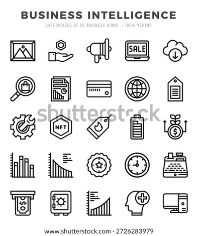 Business Intelligence icons set. Collection of simple Lineal web icons.