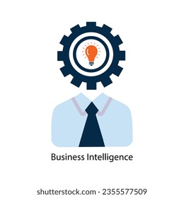 Business Intelligence icons, such as machine learning, data modeling, visualization, risk management and more. Data mining, analysis, Strategy, measurement, benchmarking, report and management.