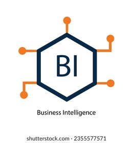 Business Intelligence icons, such as machine learning, data modeling, visualization, risk management and more. Data mining, analysis, Strategy, measurement, benchmarking, report and management.