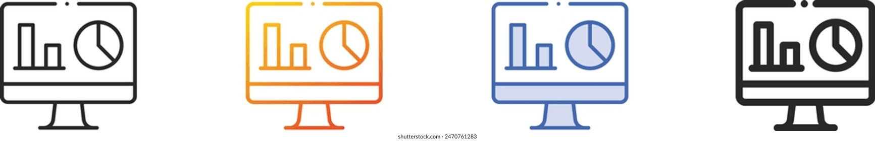 business intelligence icon.Thin Linear, Gradient, Blue Stroke and bold Style Design Isolated On White Background