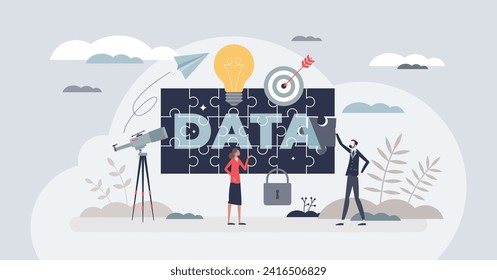 Business intelligence platforms for progress monitoring tiny person concept. Information about profit, goals and objective development for effective company control and strategy vector illustration.