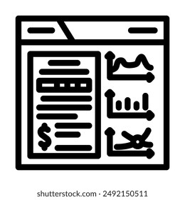 Vector de línea de proceso de business intelligence. símbolo de proceso de business intelligence. símbolo de contorno aislado ilustración negra