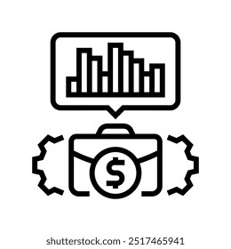 vetor de ícone de linha de processo de business intelligence. sinal de processo de business intelligence. símbolo de contorno isolado ilustração em preto