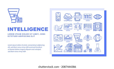 Business Intelligence Technology Landing Webseite Kopfzeile Banner Vorlage Vektor Business Intelligence Analysis and Analytics Chart und Infografik, Digital Strategy and Science, Trade Illustration