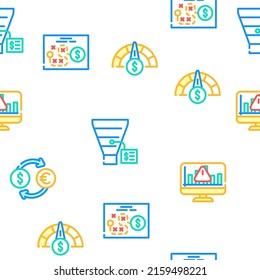 Business Intelligence Technology Vector Seamless Pattern Color Line Illustration
