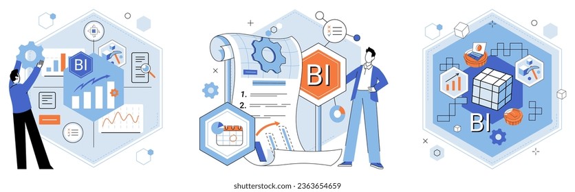 Business intelligence. Vector illustration The concept growth is central to business success Analysis helps in understanding market trends and customer behavior Finance plays crucial role