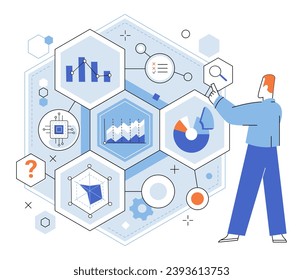 Business intelligence. Vector illustration Infographics simplify complex information for easy comprehension Research provides valuable insights into consumer preferences People are driving force