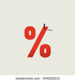 Business interest rate vector concept. Man searching for best loan, investment. Financial consulting. Minimal eps10 illustration.