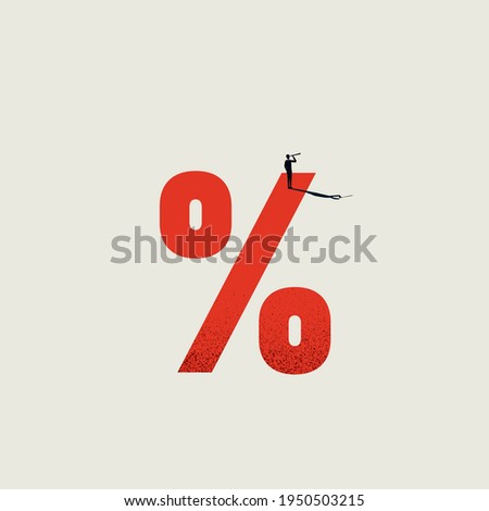 Business interest rate vector concept. Man searching for best loan, investment. Financial consulting. Minimal eps10 illustration.