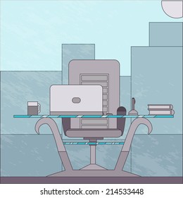 Business interior in cartoon design