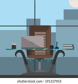 Business interior, in a flat design