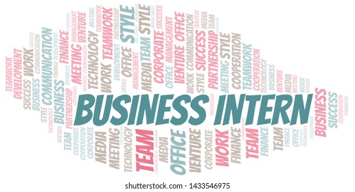 Business Intern word cloud. Collage made with text only.