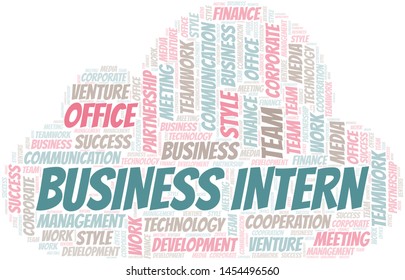 Business Intern word cloud. Collage made with text only.