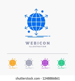 business, international, net, network, web 5 Color Glyph Web Icon Template isolated on white. Vector illustration