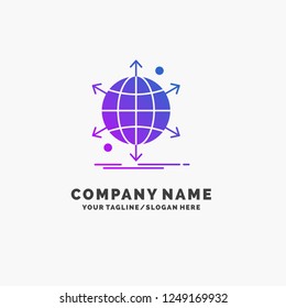 business, international, net, network, web Purple Business Logo Template. Place for Tagline.
